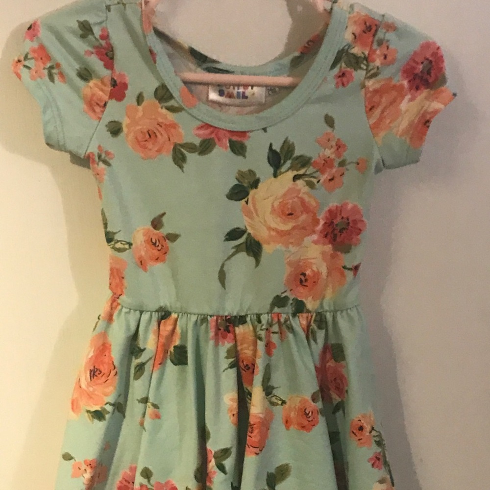 Vintage dot dot smile mint floral dress